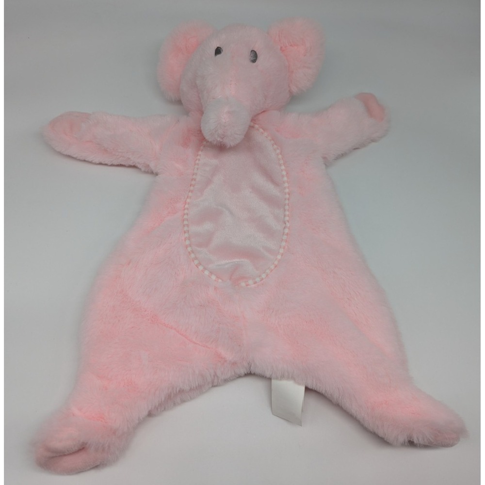 Kellytoy Pink Elephant Baby Lovey Security Blanket Plush Rattle Crinkle Flattie